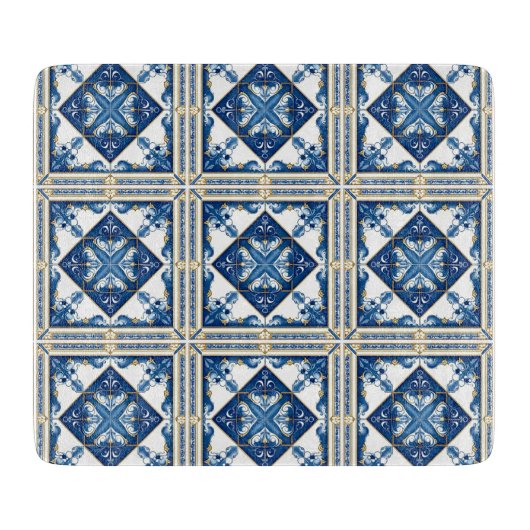 Mittelmeer-Fliesen, Portugal, Azulejo, Majolica Schneidebrett (Vorderseite)