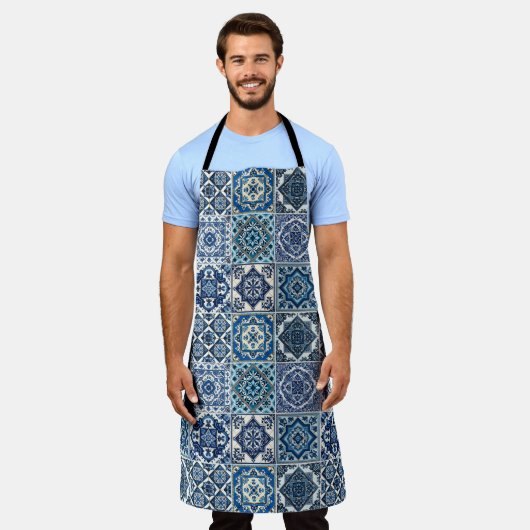 Mittelmeer-Fliesen, Portugal, Azulejo, Majolica Schürze (Getragen)