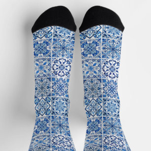 Mittelmeer-Fliesen, Portugal, Azulejo, Majolica Socken