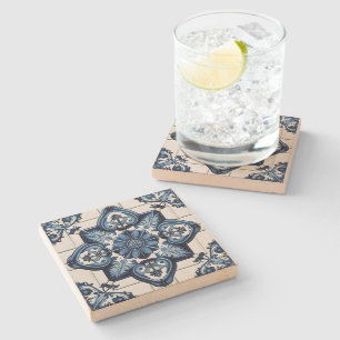 Mittelmeer-Fliesen, Portugal, Azulejo, Majolica Steinuntersetzer