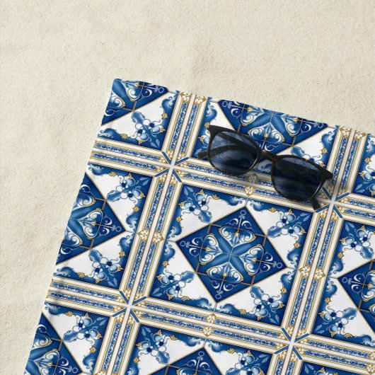 Mittelmeer-Fliesen, Portugal, Azulejo, Majolica Strandtuch (Beispiel)