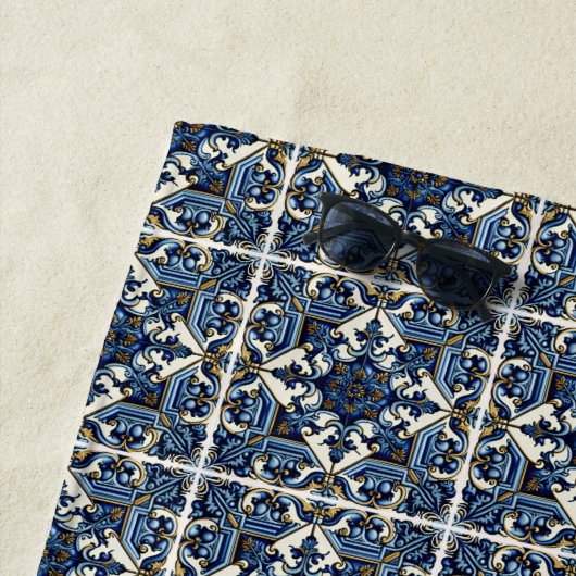 Mittelmeer-Fliesen, Portugal, Azulejo, Majolica Strandtuch (Beispiel)