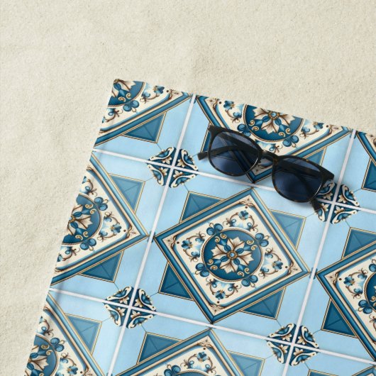 Mittelmeer-Fliesen, Portugal, Azulejo, Majolica Strandtuch (Beispiel)