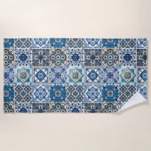 Mittelmeer-Fliesen, Portugal, Azulejo, Majolica Strandtuch (Vorderseite)