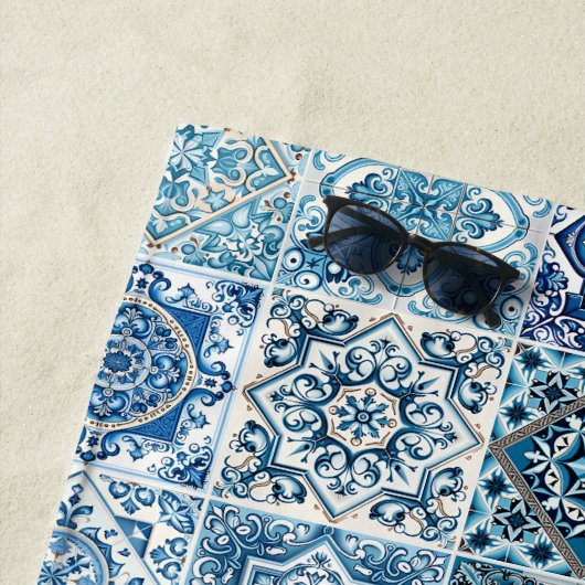 Mittelmeer-Fliesen, Portugal, Azulejo, Majolica Strandtuch (Beispiel)