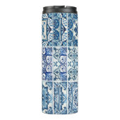 Mittelmeer-Fliesen, Portugal, Azulejo, Majolica Thermosbecher (Rückseite)