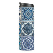 Mittelmeer-Fliesen, Portugal, Azulejo, Majolica Thermosbecher (Nach rechts gedreht)