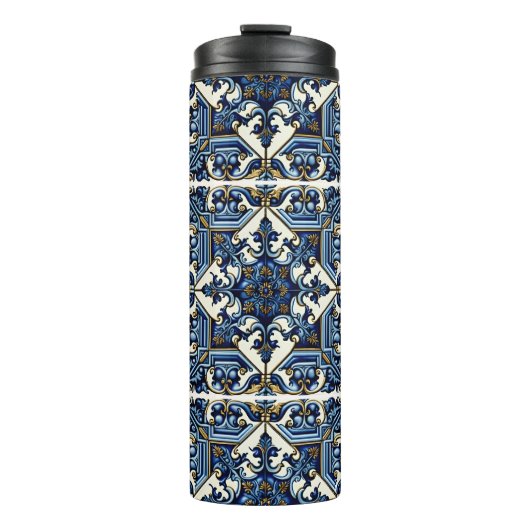 Mittelmeer-Fliesen, Portugal, Azulejo, Majolica Thermosbecher (Vorderseite)