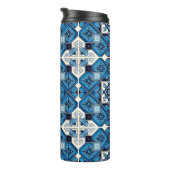 Mittelmeer-Fliesen, Portugal, Azulejo, Majolica Thermosbecher (Nach rechts gedreht)