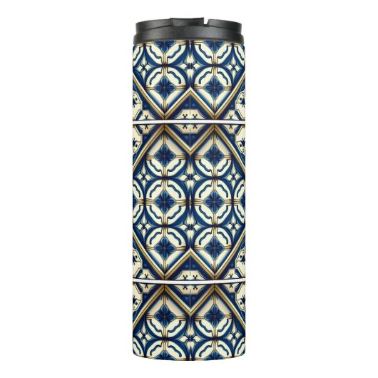 Mittelmeer-Fliesen, Portugal, Azulejo, Majolica Thermosbecher (Rückseite)