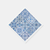 Mittelmeer-Fliesen, Portugiesisch, Azulejo, Majoli Serviette (Ecke)