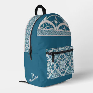 Mittelmeer-Fliesenarbeit Inspiration Türkis Bedruckter Rucksack