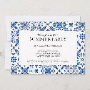 Mittelmeer-Fliesenrahmen Sommerparty Einladung