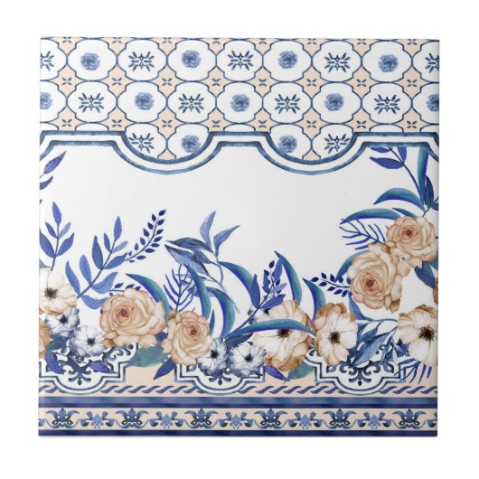 Mittelmeer Floral Fliese (Vorderseite)