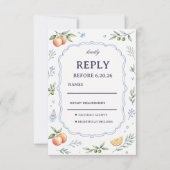 Mittelmeer-Frucht-Blumen-Respons-Design RSVP Karte (Vorderseite)