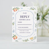 Mittelmeer-Frucht-Blumen-Respons-Design RSVP Karte (Stehend Vorderseite)