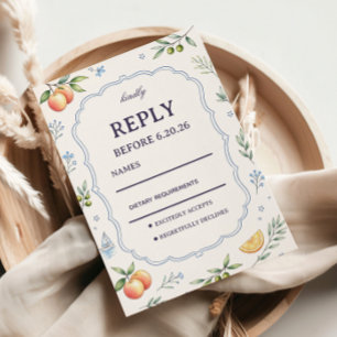 Mittelmeer-Frucht-Blumen-Respons-Design RSVP Karte
