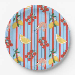 Mittelmeer-Garnele- und Zitrusmuster Pappteller