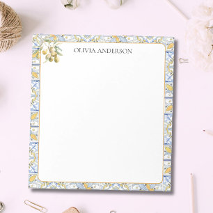 Mittelmeer Gelb Blau Fliesenmuster Notizblock