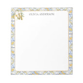 Mittelmeer Gelbe blaue Fliesenmuster Notizblock (Vorderseite)