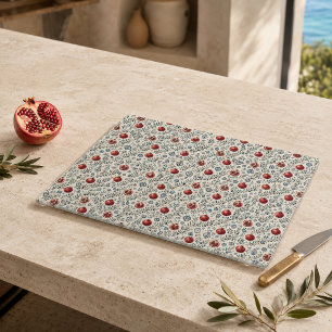 Mittelmeer-Granatapfel-Mosaik-Glas-Schneidebrett B Schneidebrett