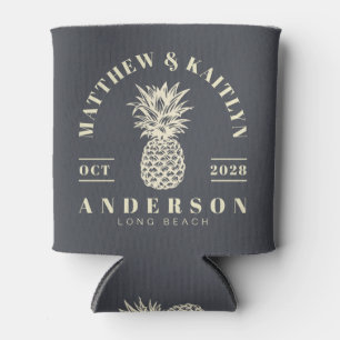 Mittelmeer-Grau Tropisch Ananas HochzeitsKamm Dosenkühler