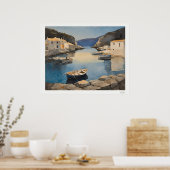 Mittelmeer-Hafenleinwand, Fischerboote Küste Poster (Küche)