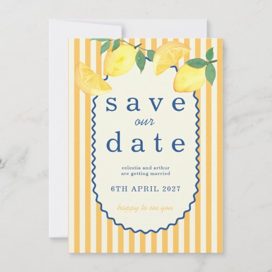 Mittelmeer-Hochzeit mit Zitrone - Save-the-Date Save The Date (Vorderseite)