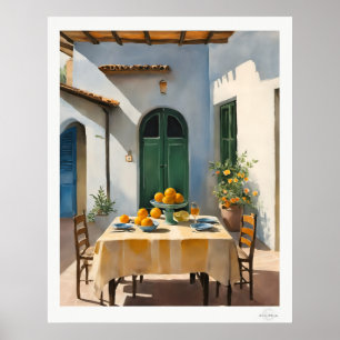 Mittelmeer-Innenhof-Dining-Poster Poster