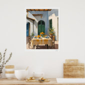 Mittelmeer-Innenhof-Dining-Poster Poster (Küche)