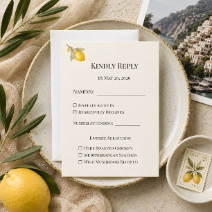 Mittelmeer-Italienische Luxus-Hochzeit am Meer RSVP Karte