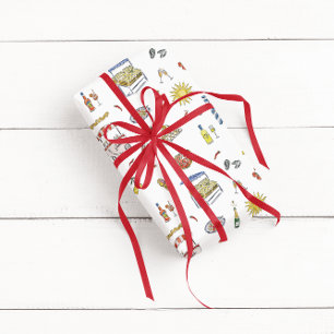 Mittelmeer-Italienischer Sommer-Doodle Geschenkpapier