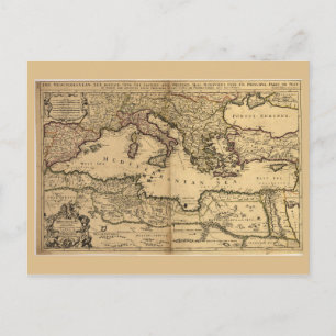 Mittelmeer-Karte (1685) Postkarte