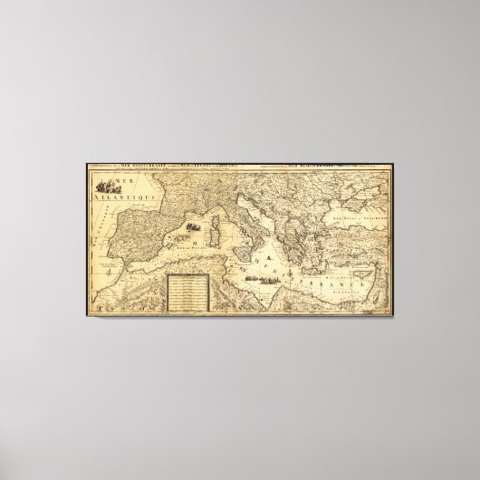 Mittelmeer-Karte von Guillaume Sanson (1680) Leinwanddruck (Vorderseite)