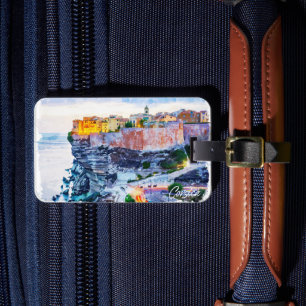 Mittelmeer Korsika Frankreich Elegante Wasserfarbe Gepäckanhänger