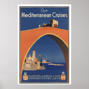 Mittelmeer-Kreuzfahrt Vintage-Werbeplakat Poster