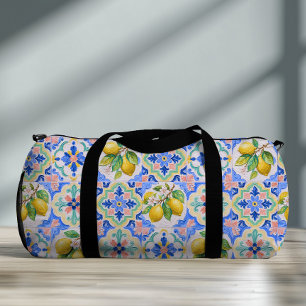 Mittelmeer-Küsten-Zitronen-Fliesenmuster Duffle Bag