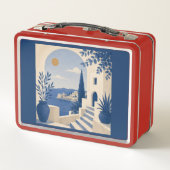 Mittelmeer-Küstenbogen Navy Blau Lunchbox (Rückseite)