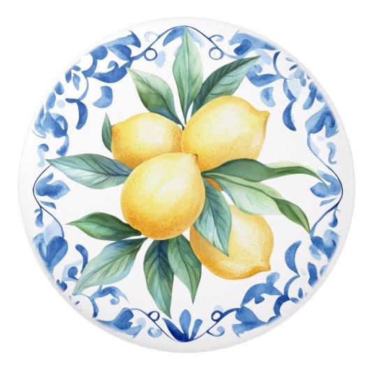 Mittelmeer Lemon Blue Keramikknauf (Vorderseite)