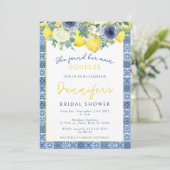 Mittelmeer Lemon Hauptpresse Brautparty Einladung (Stehend Vorderseite)