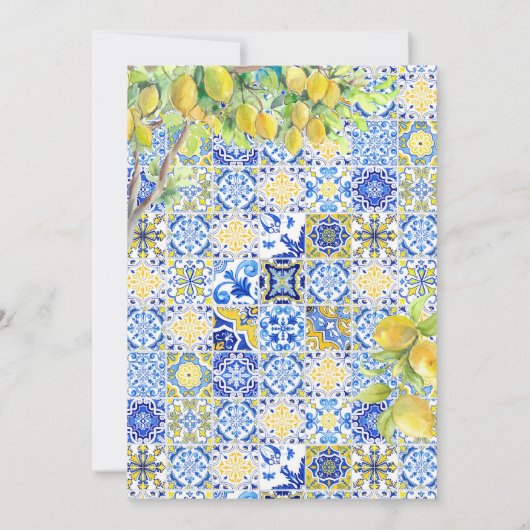 Mittelmeer Lemon Tiles | BRAUTPARTY Einladung (Rückseite)