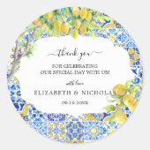 Mittelmeer Lemon Tiles | GASTGESCHENK HOCHZEIT Runder Aufkleber (Vorderseite)