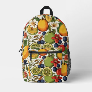 Mittelmeer-Limetten, Zitronen und Blumen. Gemalt Bedruckter Rucksack