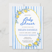 Mittelmeer-Limonen-Baby-Shower-Einladung