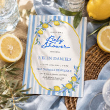 Mittelmeer-Limonen-Baby-Shower-Einladung