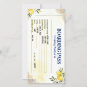 Mittelmeer-Limonen-Boarding-Pass-Hochzeit Save The Date (Vorderseite)