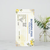 Mittelmeer-Limonen-Boarding-Pass-Hochzeit Save The Date (Stehend Vorderseite)