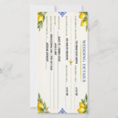 Mittelmeer-Limonen-Boarding-Pass-Hochzeit Save The Date (Rückseite)