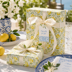 Mittelmeer-Limonen-Junggesellinnen-Abschiedsparty- Geschenkpapier