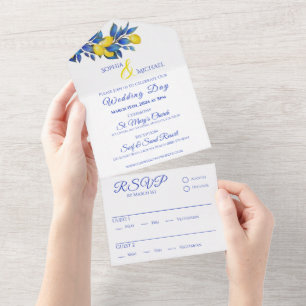 Mittelmeer-Limonien-Hochzeit- All In One Einladung